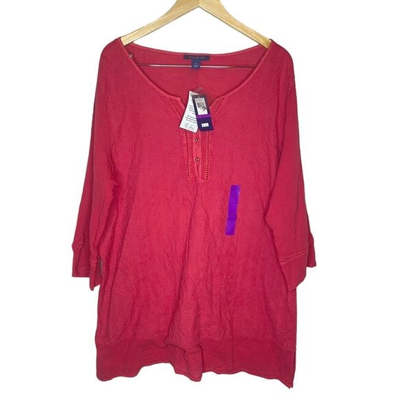 NWT Bandolino jeans Ruby Sky muted Red Priscilla  Top size XXL - Picture 1 of 4